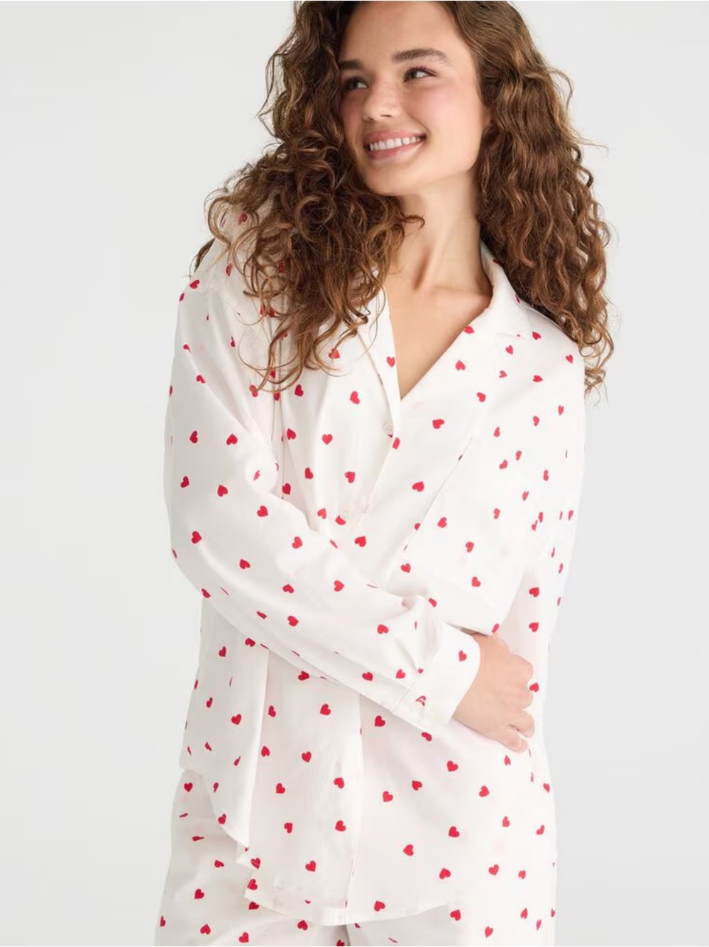 NEW Aeropostale Long Sleeve Tossed Hearts Sleep Shirt size: L